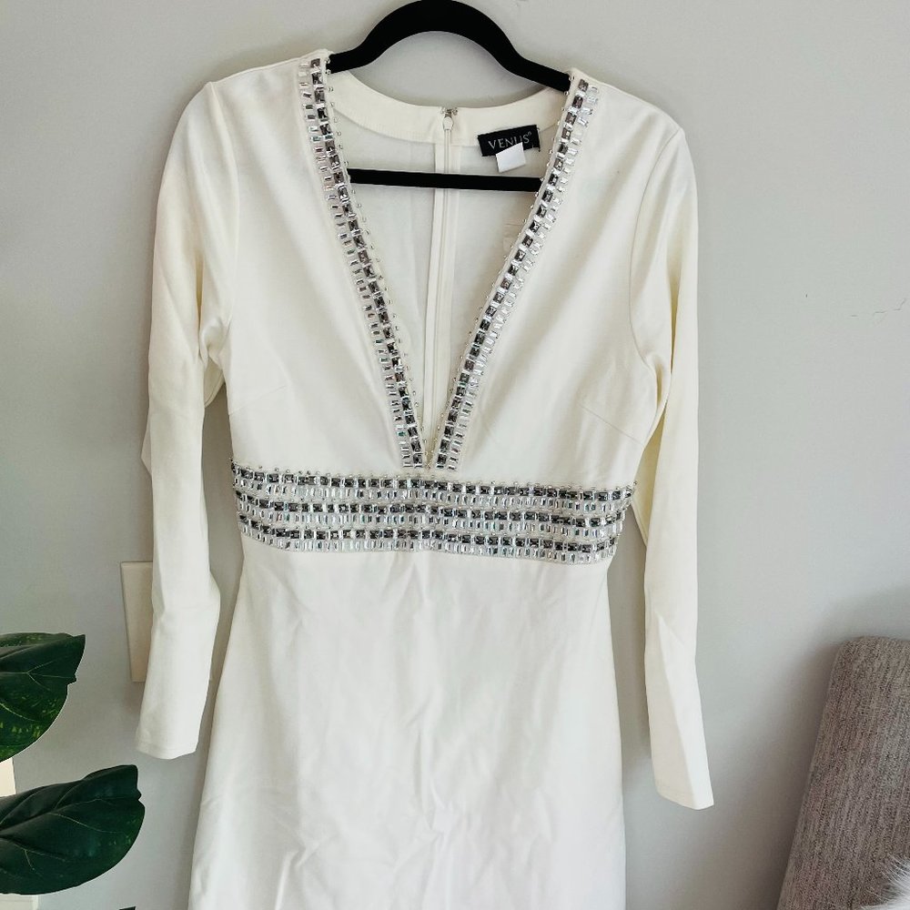 Venus Plunging Embellished Dress